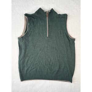 Raffi Quarter Zip Vest Extra Fine Merino Wool Men Medium Preppy Sweater Vest